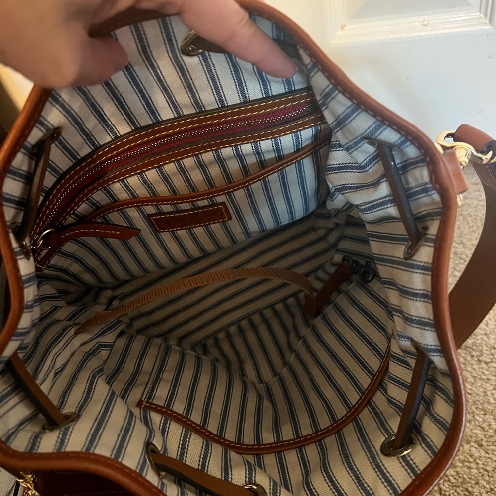 Dooney & Bourke Olive and Brown Bucket Bag - Picture 3 of 3